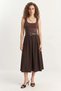 Women's Pleated Detailed Midi Length Belted Brown Skirt