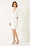 Women's White Dress with Gathered Sides - 2