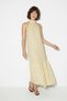 Women's Polka Dot Halter Neck Halter Dress with Ruffle Hem Long Yellow Dress - 4