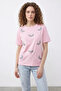 Women's Bead Stone Embroidered Dragonfly Patterned Comfortable Fit t Shirt Candy Pink - 4