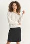 Women's Stone Embellished Detailed One-Shoulder Knitwear White Sweater - 6
