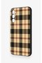 Samsung A34 Compatible Cream Plaid Patterned Silicone Case - 4