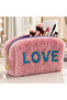 Plush Pen Holder and Makeup Bag Zippered Multi-Purpose Organizer Bag Rose