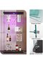 lunhung Glass Display Cabinet 4-Shelf with LED Lights and Lock,2 Doors Curio Cabinets Display Case Storage Cabinet,Glass Floor Standing Bookshelf for Living Room 32" W x 14" D x 64" H (Black) - 5