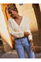 Women's V-Neck Openwork Patterned Buttoned Knitwear Cardigan - 3