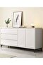 Storage Cabinet, Free Standing TV Cabinet with Drawer, Home Sideboard Cabinet, Entryway Console Cabinet Accent Table for Bedroom Hallway Dining Room, 140*40*75cm (DSG044, White) - 5