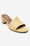 Delavie Yellow Skin Genuine Leather Women's Thick Heeled Slippers - 3