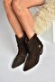 Z654037761 Brown Genuine Leather Suede Low Heel Western Women's Boots - 5