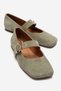 Jonas Green Suede Genuine Leather Women's Ballerina Shoes with Belt
