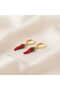 Mineli Red Pepper Figured Gold Plated Steel Hoop Earrings - 3