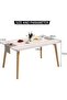 Dining Table Modern Leisure Coffee Table Wooden Legs MDF White Table Top, Square Solid Wood Dining Table, Modern Breakfast Table Desk Kitchen Living Office Furniture (100×60×73CM) - 2