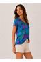 Women's V-Neck Short Sleeve Floral Pattern T-Shirt - 2