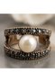 Bronze Women's Ring Authentic Copper Jewelry Margazite Worked with Pearls Adjustable Vintage - 6