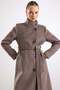 High Collar Double Breasted Long Coat Latte 3176 - 6