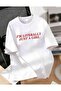 Trendy Text Printed Short Sleeve Women's White Tshirt - 2