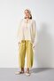 Women's Beige Premium Fabric Poncho with Tie Detail at the Collar 31170