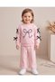Girl's Bow Detailed 2-3-4-5 Years Old Stylish 2-Piece Set with Wide-Legged Trousers, 100% Cotton Top and Bottom Set