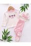 Baby Girl Polka Dot Strawberry Embroidered Hat 3-Piece Newborn 0-3 Months 100% Cotton Bodysuit Set