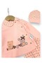 Baby Girl Polka Dot Teddy Bear Printed Hat 3-Piece Newborn 0-3 Months 100% Cotton Bodysuit Set - 3