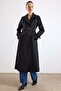 Shirt Collar Double-Breasted Water-Repellent Trench Coat Black 6819 - 6