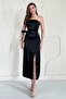 Black Strapless Satin Dress