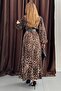 Leopard Shoulder Pad Piece Leopard Dress with Belt Detail - 5