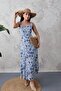 Blue Floral Viscose Dress