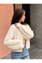 Women's Pearl Buttoned Bearded Balloon Sleeve Oversize Basic Cardigan - 3