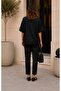 Women's Short Sleeve V-Neck Buttoned Blouse - 4