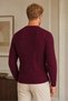 Men's Round Neck Long Sleeve Hair Braided Timeless Classic Casual Burgundy Knitwear Sweater - 3