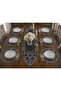 Black Tulle with French Lace Runner and Supla Set for 6 People Gray