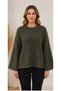 Women's Crew Neck Soft Textured Loose Cut Long Sleeve Knitwear Sweater - 3