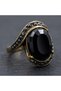 Bronze Women's Ring Authentic Copper Jewelry Black Cat's Eye Stone Spiral Model Adjustable Vintage - 6