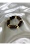 Women's Gold Detailed Marble Patterned Bitter Brown Elastic Bracelet - 3