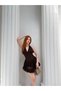 Women's Bitter Coffee Lining Shorts Corset Detailed Ruffle Lace Mini Dress Dcf300 - 4