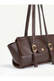 Yennefer Brown Belt Buckle Detailed Rectangular Baguette Handbag & Shoulder Bag - 3