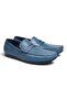 Dark Blue Floter Dark Blue Color Laceless Genuine Leather Men's Shoes