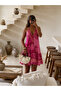 Silk Ruffle Detailed Varaklı Ebruli Authentic Mini Dress Std 36-42
