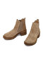 Women's Beige Thick Heeled Suede Leather Casual Chelsea Boots Wf190024Ds - 6