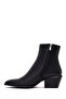Women's Black Zippered Short Thick Heeled Leather Cowboy Boots Af190039Dv - 3
