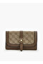 Monogram Textured Wallet with Flap Closure
