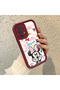 Samsung Galaxy A32 Compatible Case Camera Protector Minnie Pattern Burgundy Lover Couple Silicone Phone Case - 2