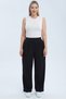 Pleated Loose Cut Comfortable Lycra Fabric Women's Pants - Black 10XL