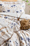 Double Duvet Cover Set Cotton Butterfly Dream Ornamental Overlocked Ruffles - 3
