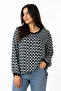 Women's Black Patterned Long Sleeve Blouse
