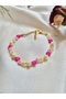 Pearl Detailed Sand Bead Floral Bracelet - Pink
