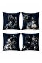 Çiçel Embroidered Puma Patterned 4-Piece Throw Pillow Cover Set - 3