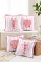 Pink Striped Lobster and Seashell Patterned 4-Piece Fringed Throw Pillow Cover Set - 2