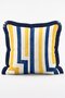Tropical Beach Themed Palm Tree Umbrella and Striped 4-Piece Fringed Throw Pillow Cover Set - 6