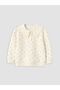 Lcw Baby Ecru Polo Collar Printed Girls' Thick Sweatshirt